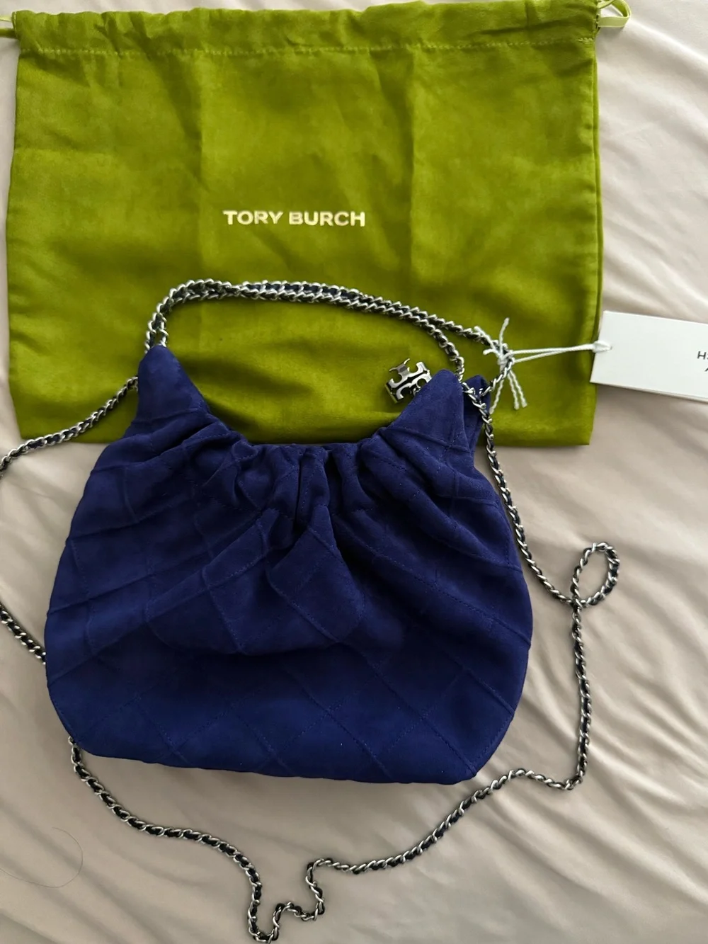 Tory Burch Mini Fleming hobo bag in Ballpoint Navy Blue